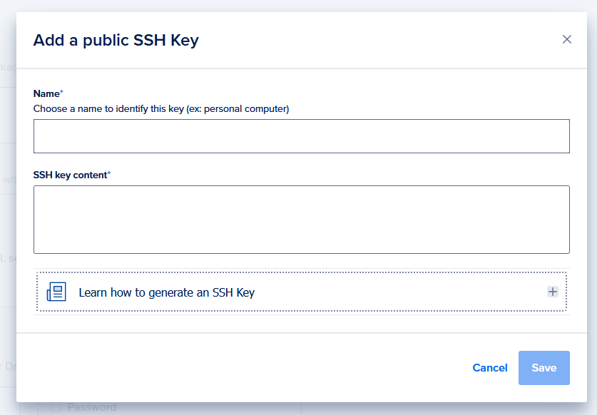 How to add a ssh key to you website