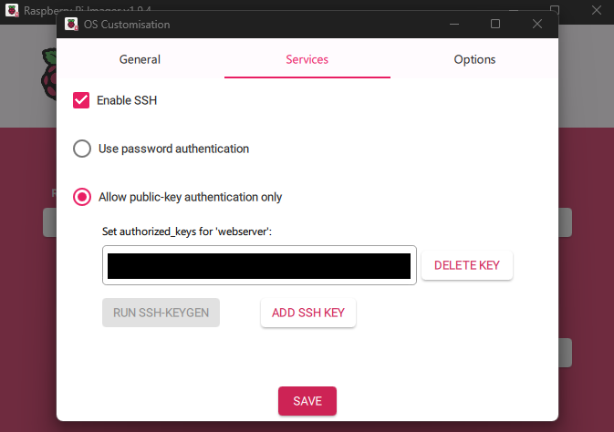 Raspberry Pi imager ssh keys