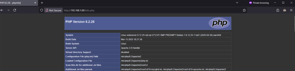 PHP info to your Raspberry Pi 5 server